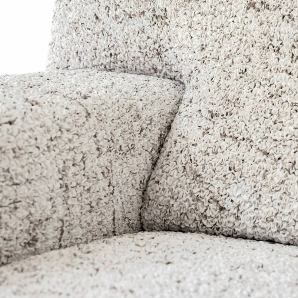 Housse bi-extensible microfibre effet faux uni pour fauteuil et canapé
