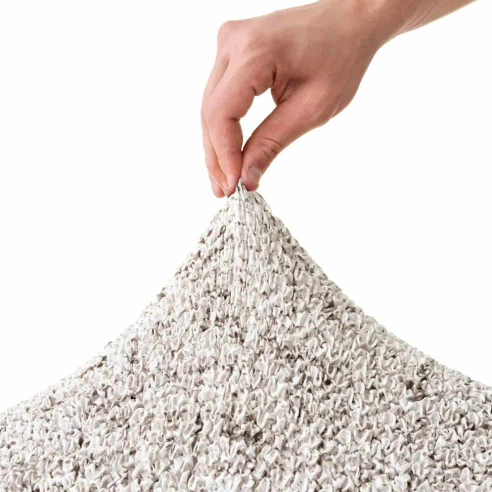 Housse bi-extensible microfibre effet faux uni pour fauteuil et canapé