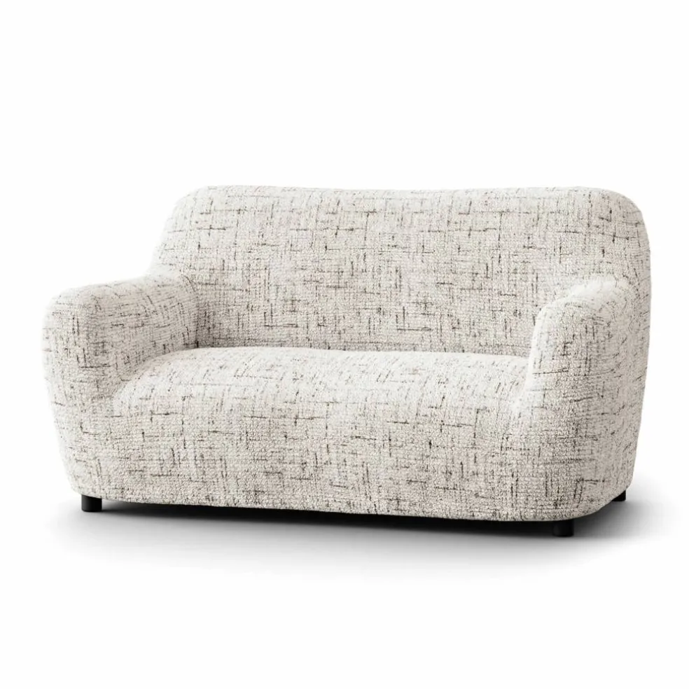 Housse bi-extensible microfibre effet faux uni pour fauteuil et canapé