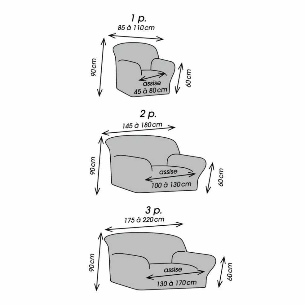 Housse bi-extensible microfibre effet faux uni pour fauteuil et canapé