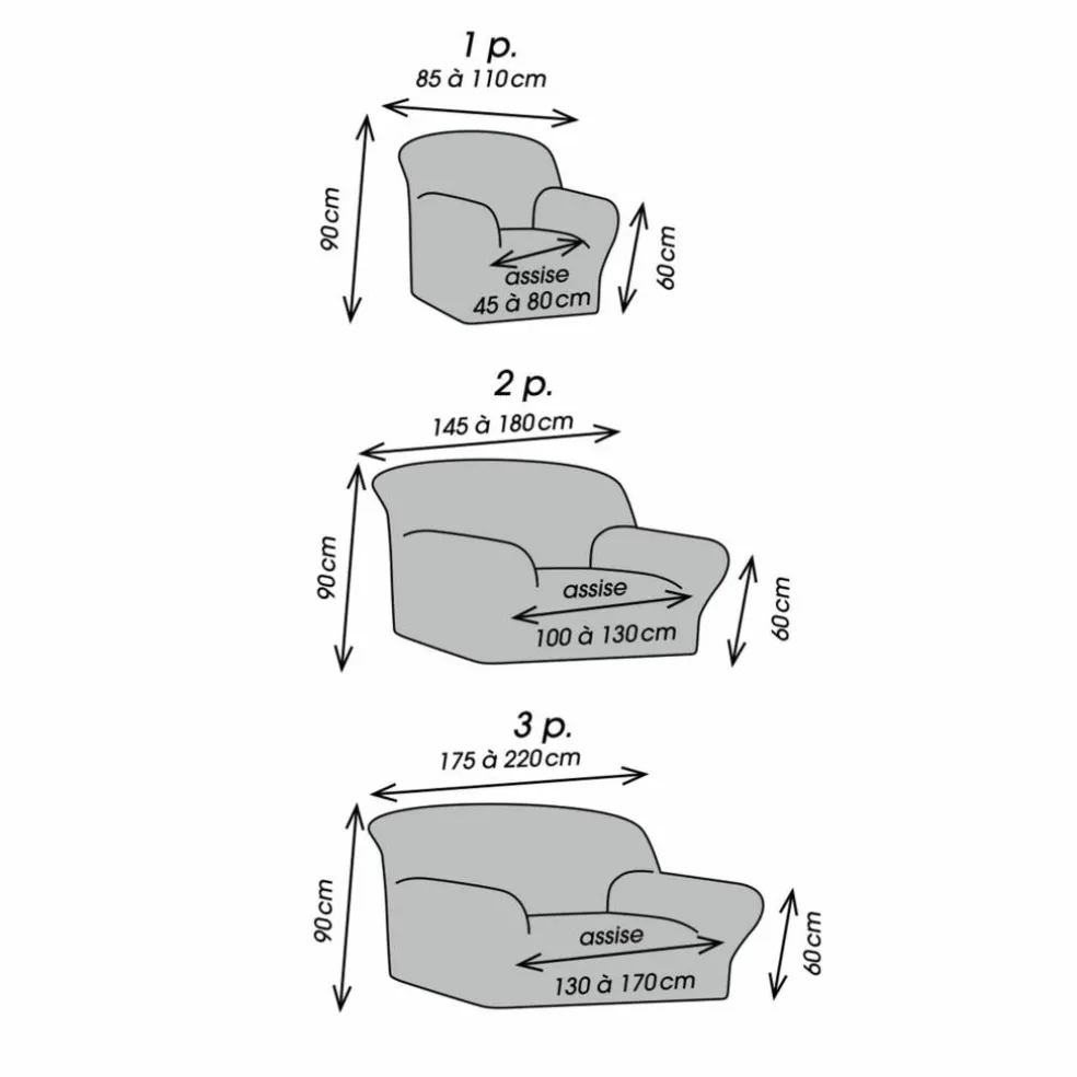 Housse bi-extensible microfibre gaufrée pour fauteuil et canapé