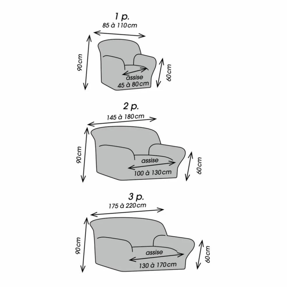 Housse bi-extensible microfibre effet faux uni pour fauteuil et canapé