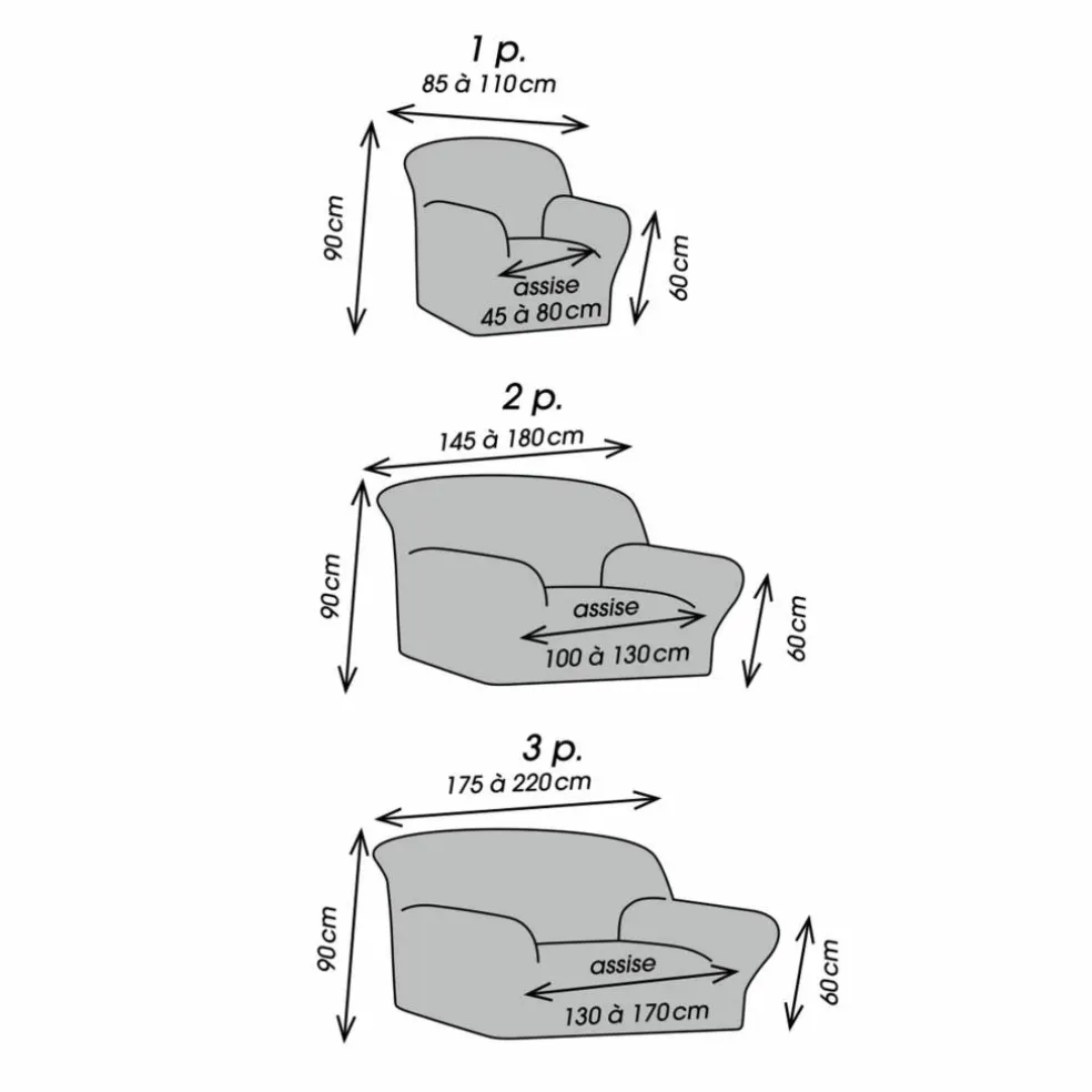 Housse bi-extensible microfibre gaufrée pour fauteuil et canapé