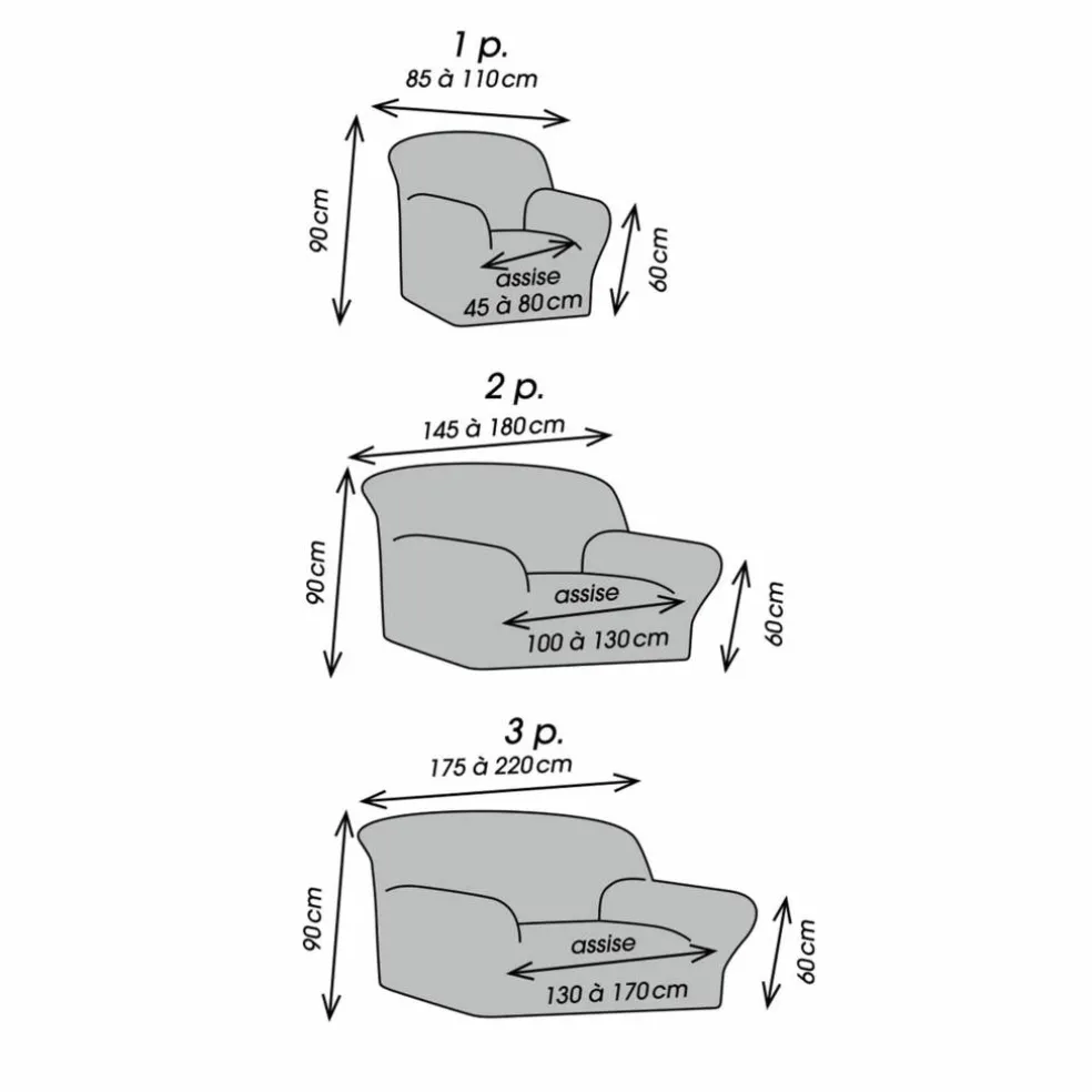 Housse bi-extensible microfibre gaufrée graphique pour fauteuil et canapé
