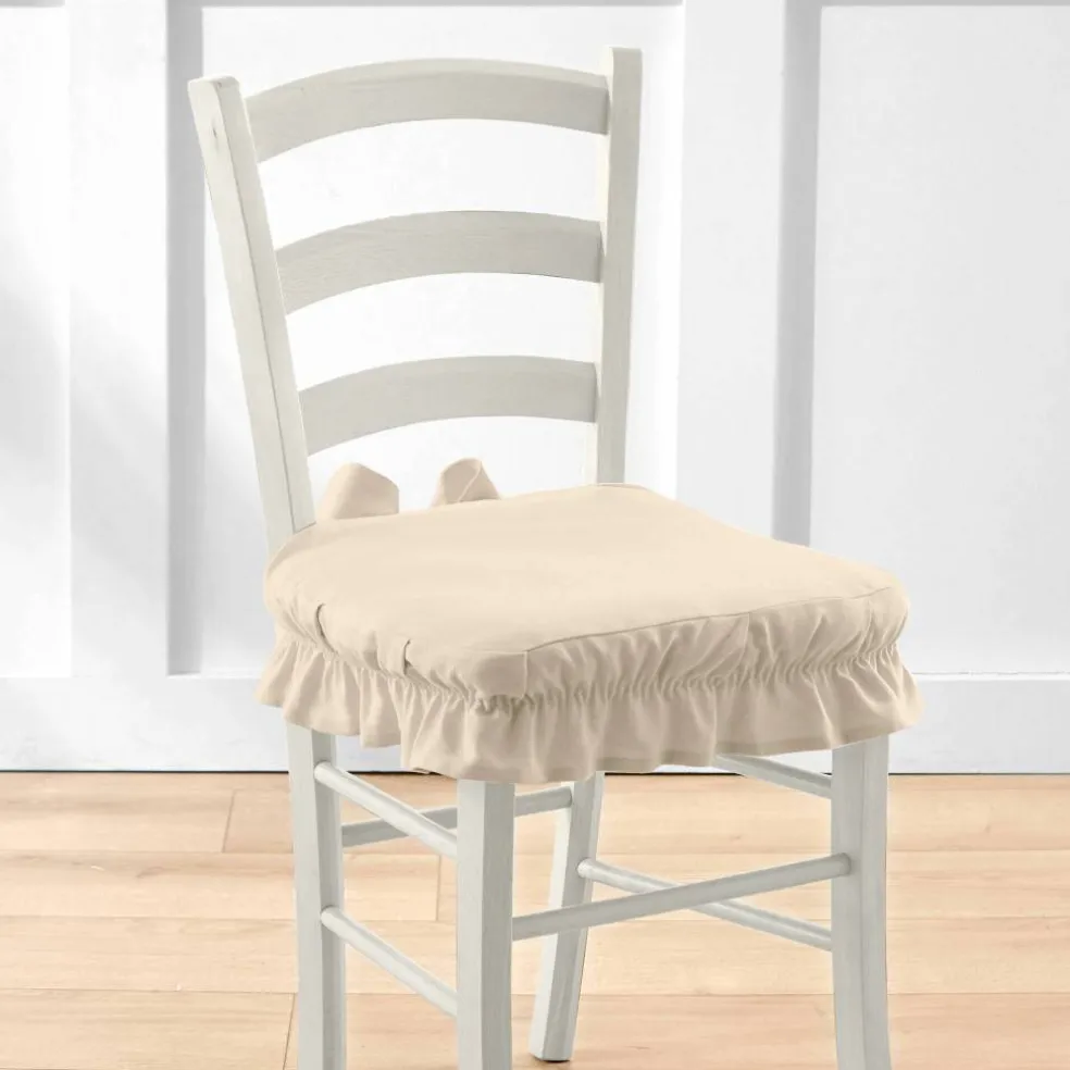 Housse chaise unie volantée coton bachette