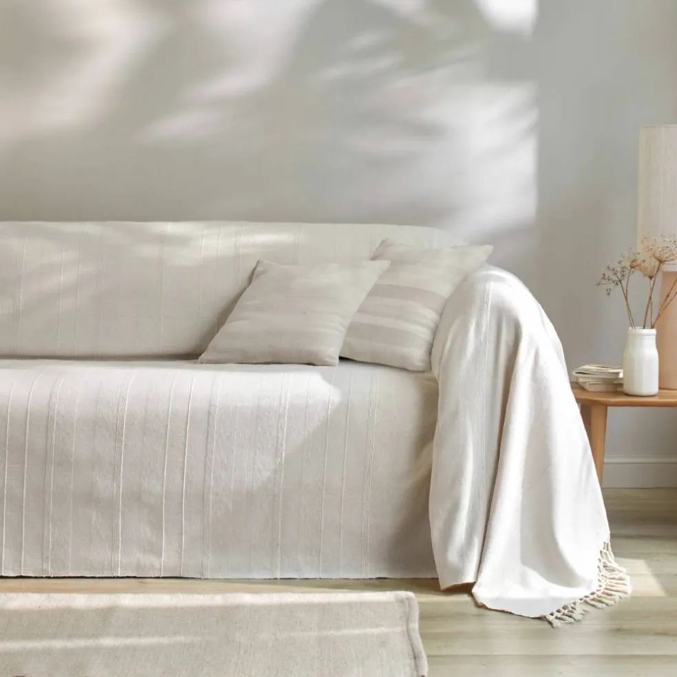 Housse coussin unie coton tissage artisanal - lot de 2