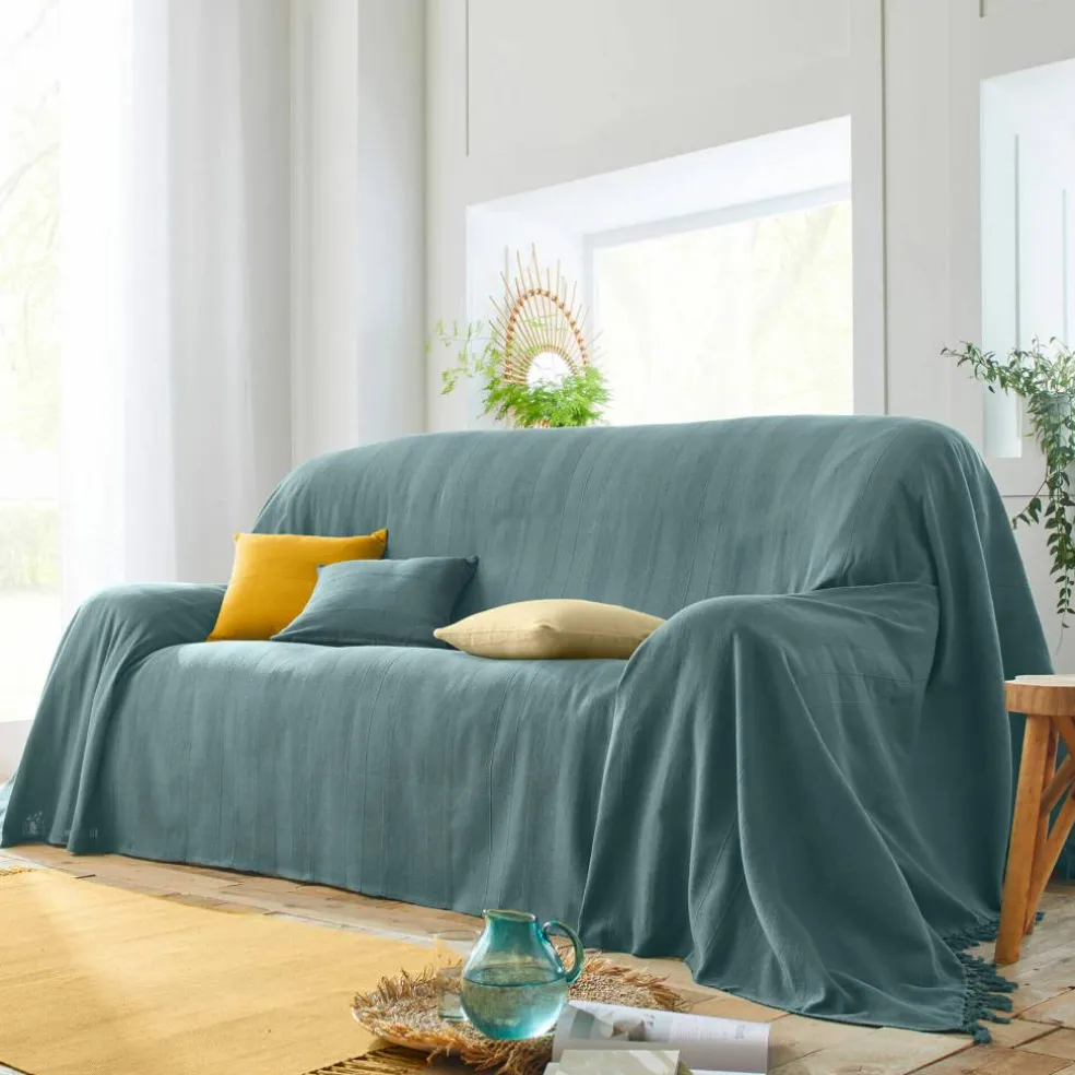 Housse coussin unie coton tissage artisanal - lot de 2