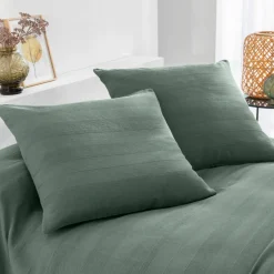 Housse coussin unie coton tissage artisanal - lot de 2