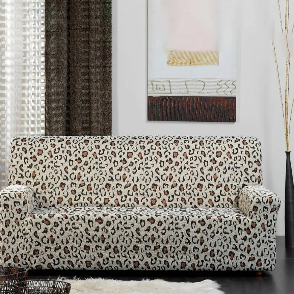 Housse de canapé extensible, jacquard léopard
