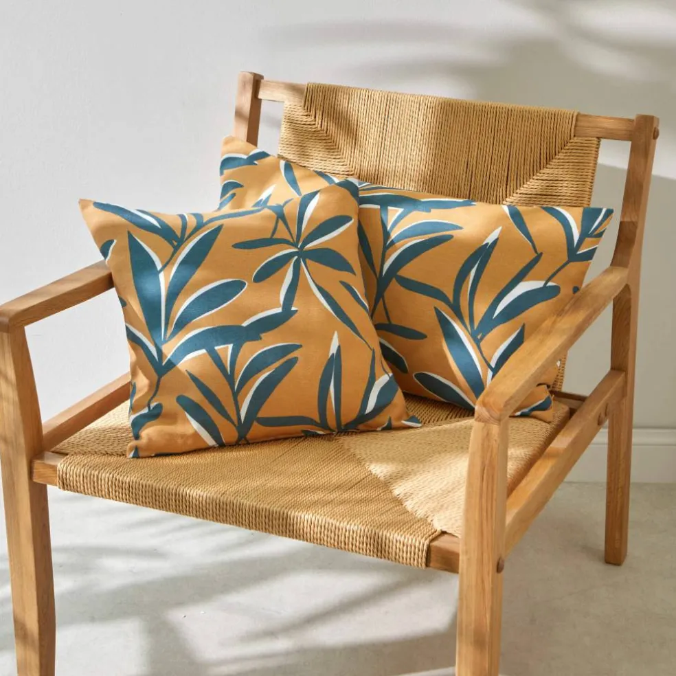 Housse de coussin imprimé feuillage