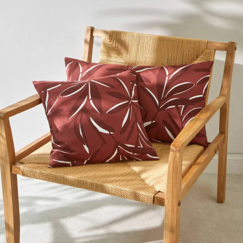 Housse de coussin imprimé feuillage