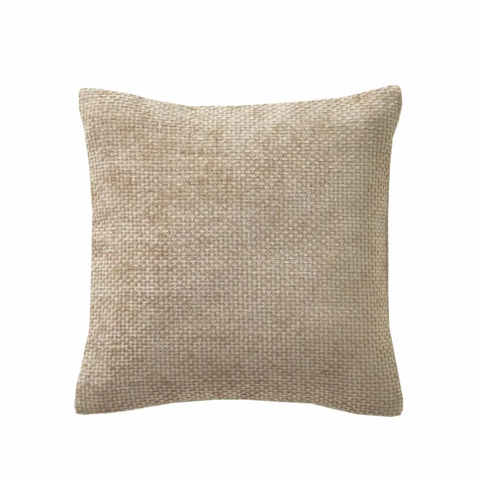 Housse de coussin unie tissage chenille - lot de 2
