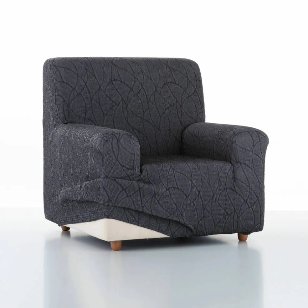 Housse extensible motif jacquard "serpentins" pour fauteuil et canapé
