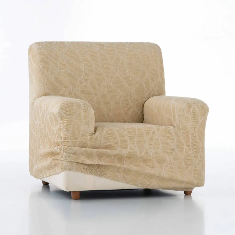 Housse extensible motif jacquard "serpentins" pour fauteuil et canapé