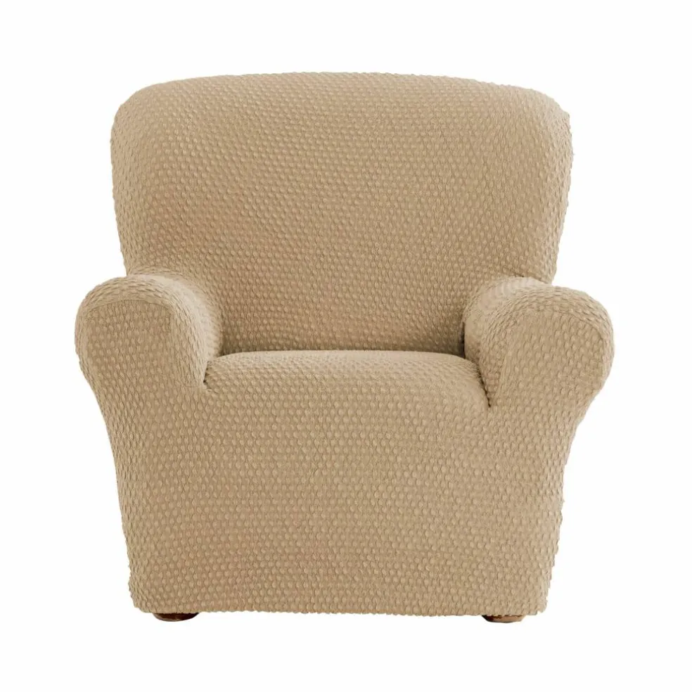 Housse gaufrée bi-extensible canapé fauteuil accoudoirs