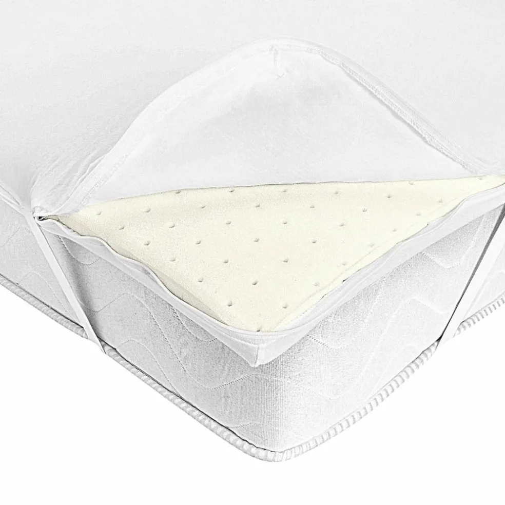 Housse imperméable extensible et élastiquée pour surmatelas