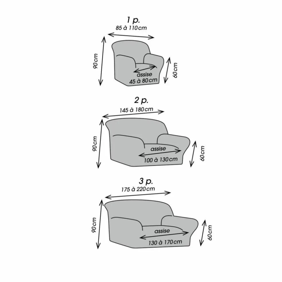 Housse texturée bi-extensible spéciale canapé fauteuil à accoudoirs
