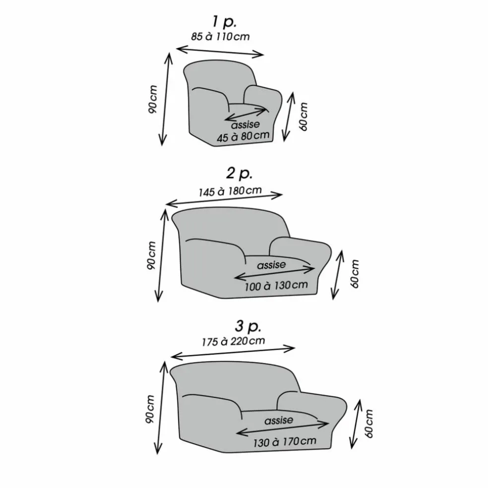Housse texturée bi-extensible spéciale canapé fauteuil à accoudoirs