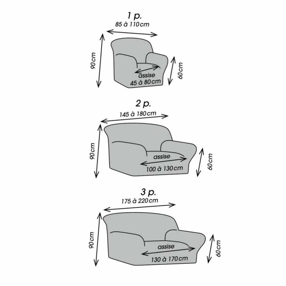 Housse texturée bi-extensible spéciale canapé fauteuil à accoudoirs