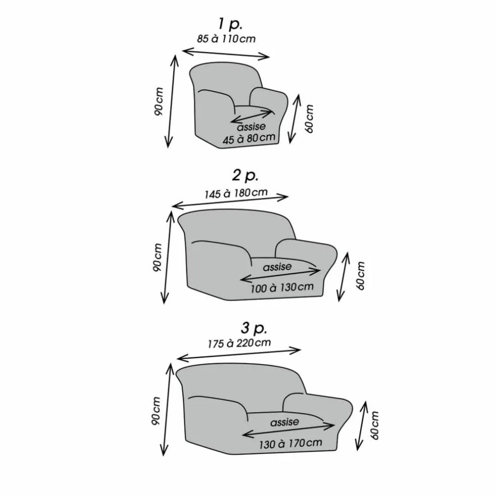 Housse texturée bi-extensible spéciale canapé fauteuil à accoudoirs