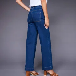 Jean coupe large taille haute, petite stature