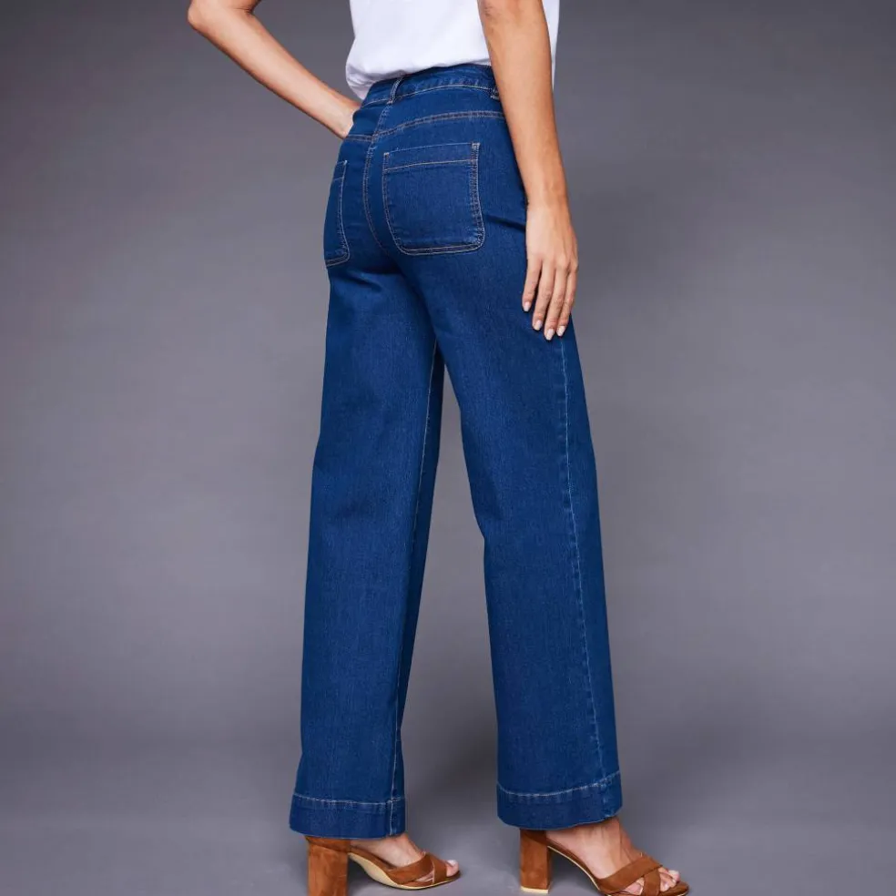 Jean coupe large taille haute, petite stature