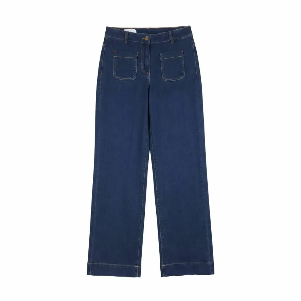 Jean coupe large taille haute, petite stature