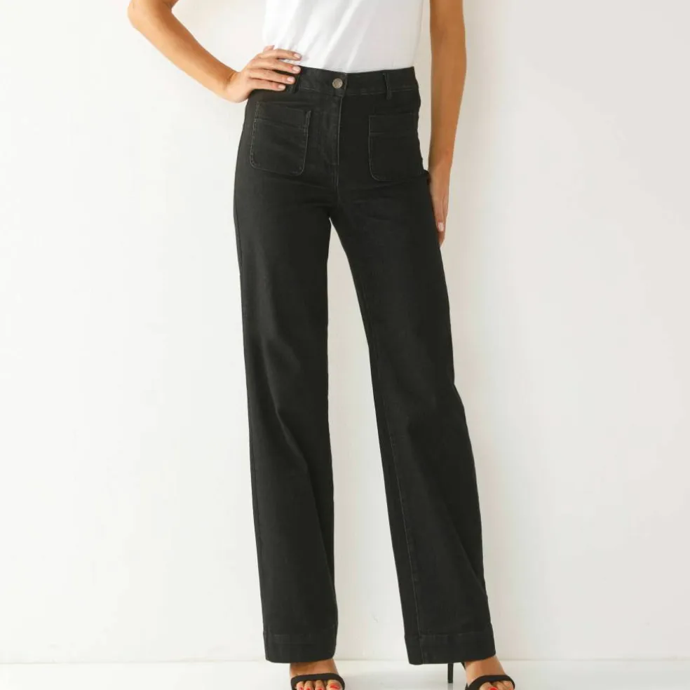 Jean coupe large taille haute, stature moyenne