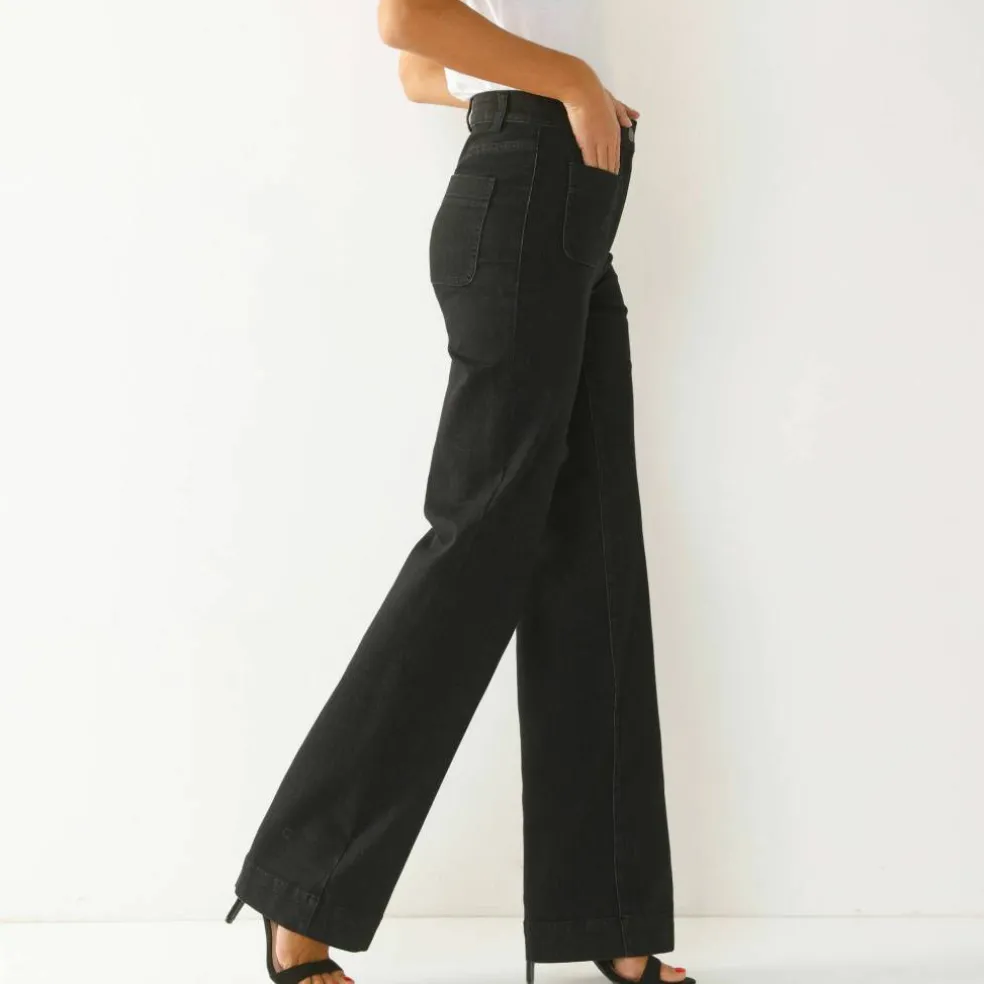 Jean coupe large taille haute, stature moyenne