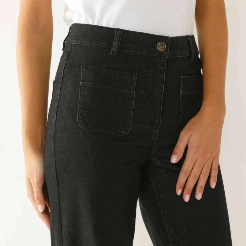 Jean coupe large taille haute, stature moyenne