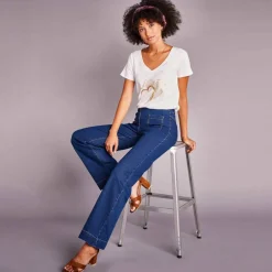 Jean coupe large taille haute, stature moyenne