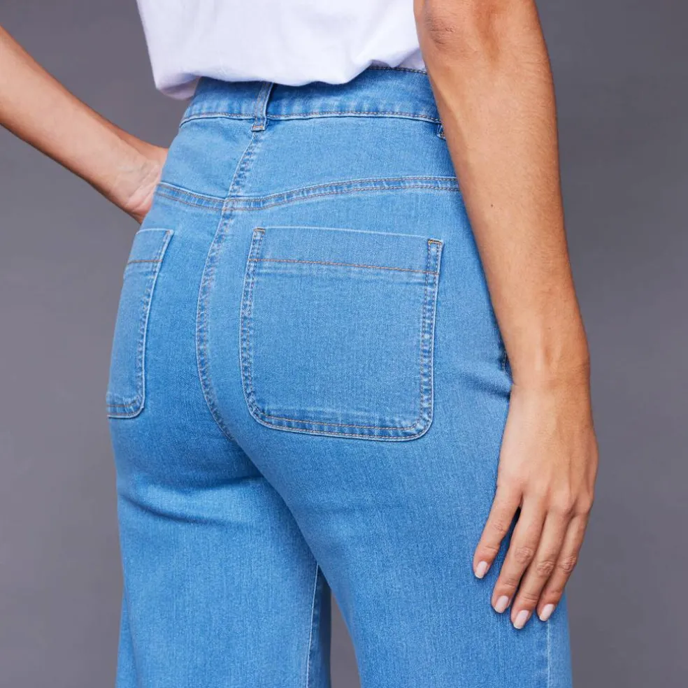 Jean coupe large taille haute, petite stature