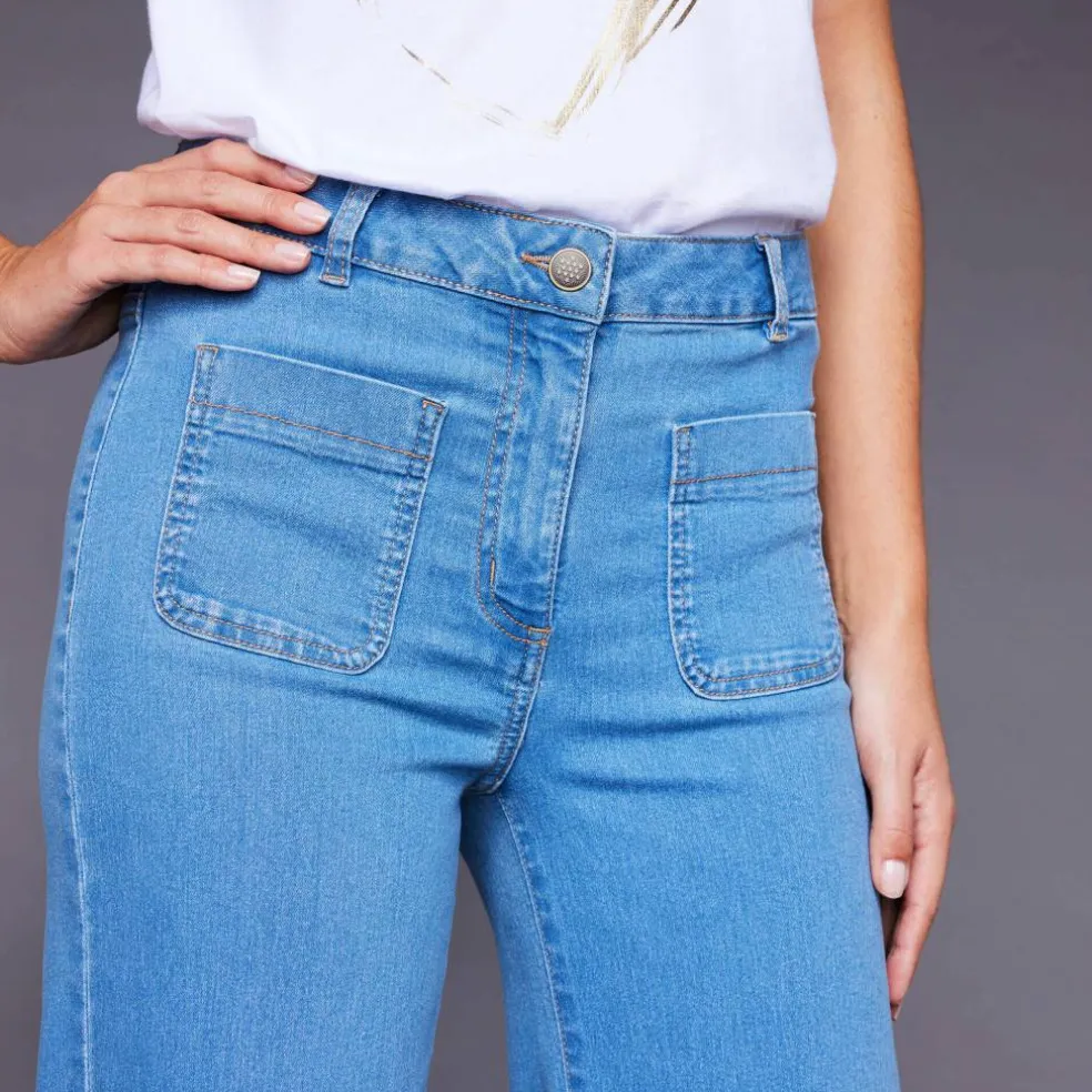 Jean coupe large taille haute, petite stature