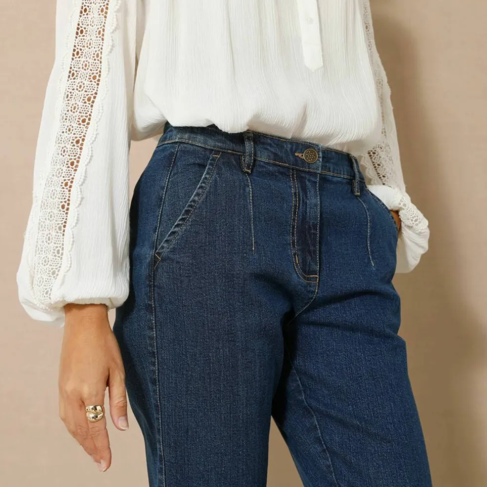 Jean coupe mom taille haute, stretch