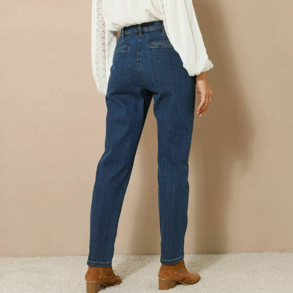 Jean coupe mom taille haute, stretch