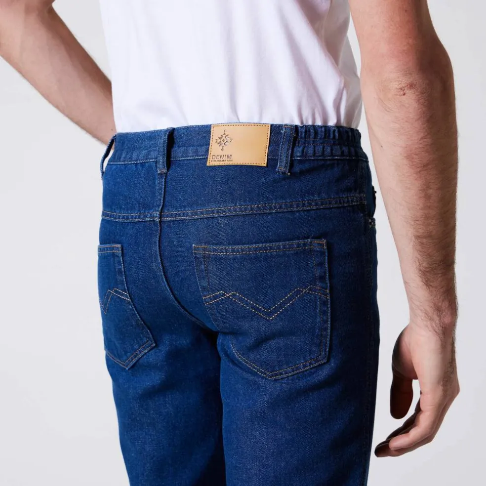 Jean droit ceinture élastiquée côtés - L28