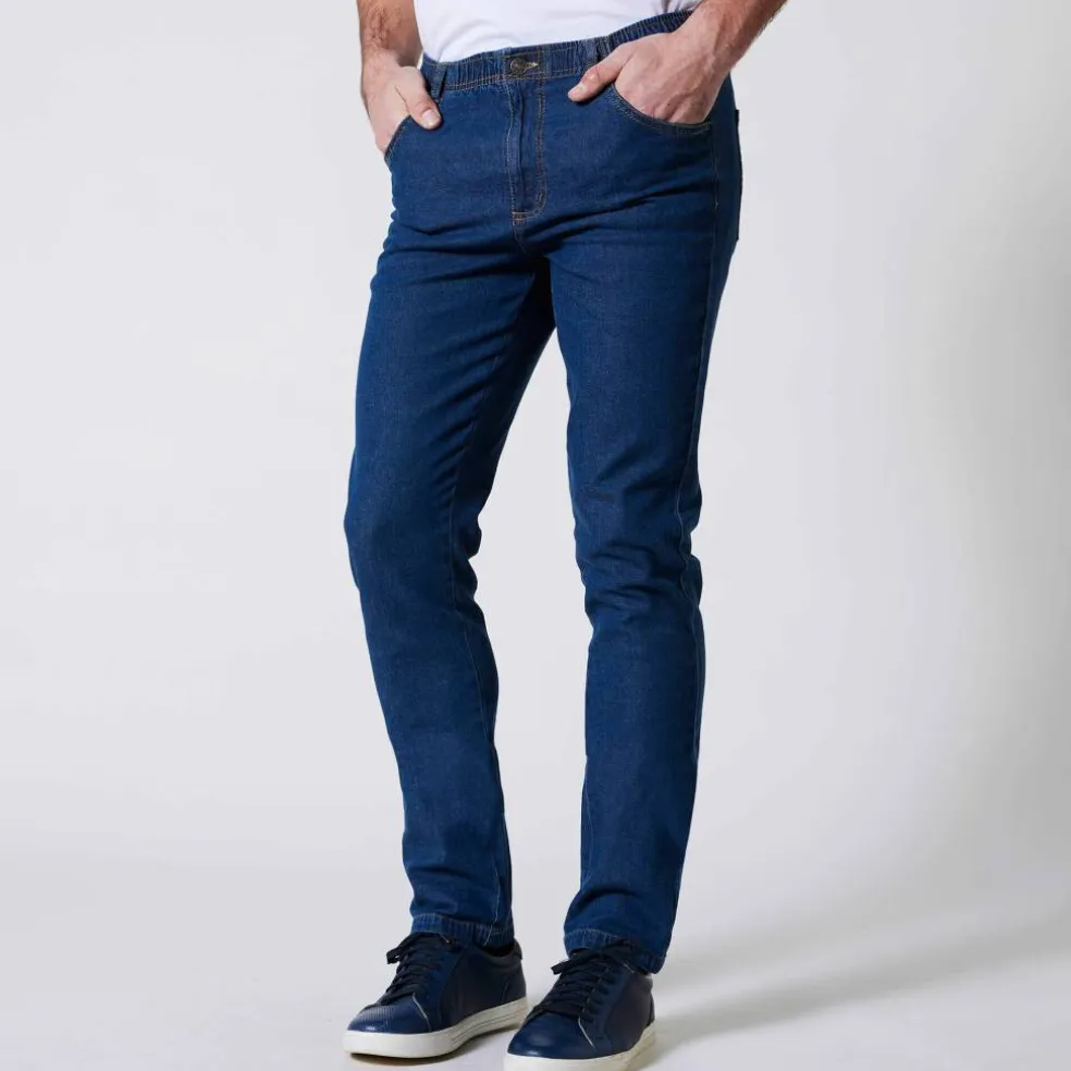 Jean droit ceinture élastiquée - L30