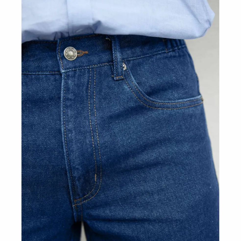 Jean droit ceinture élastiquée côtés - L32