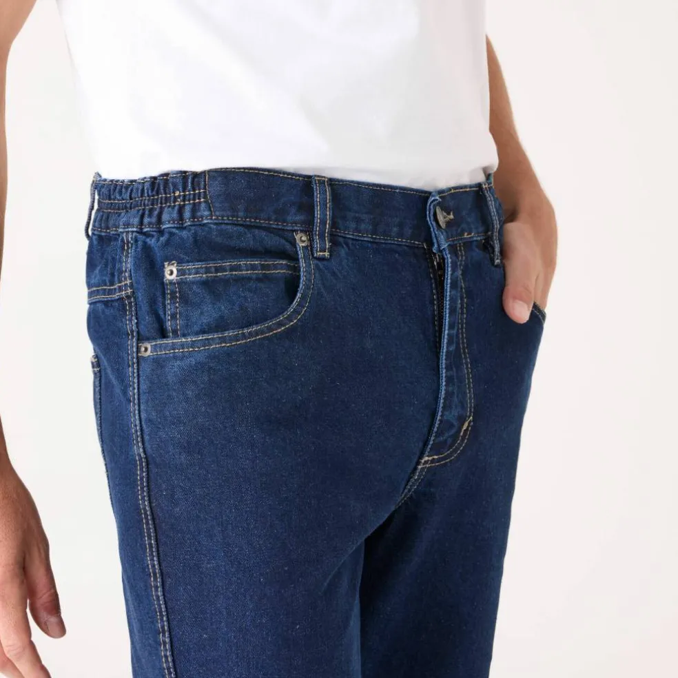 Jean droit ceinture élastiquée côtés - L32