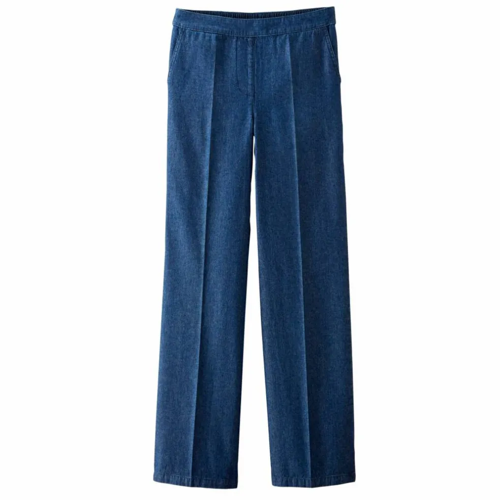 Jean large taille élastiquée, denim léger