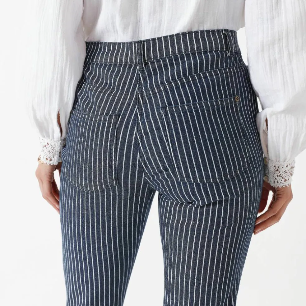 Jean 7/8ème rayé