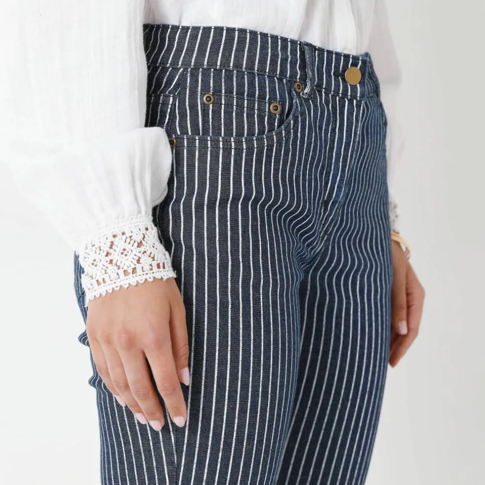 Jean 7/8ème rayé