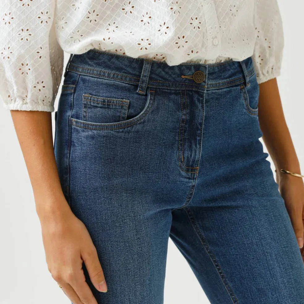 Jean slim, taille haute, petite stature