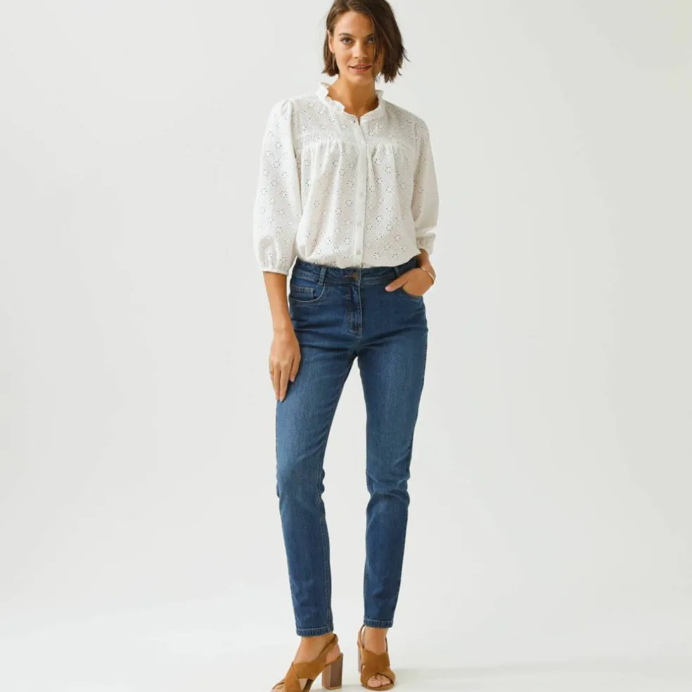 Jean slim, taille haute, petite stature