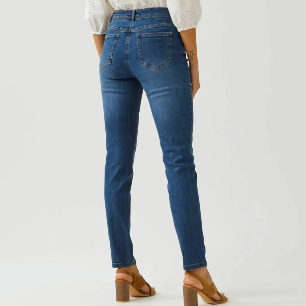 Jean slim, taille haute, petite stature
