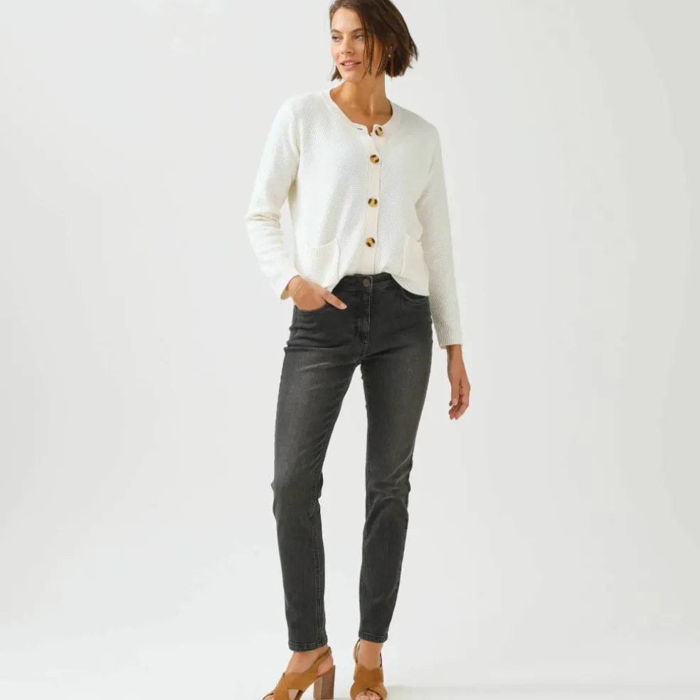 Jean slim, taille haute, petite stature