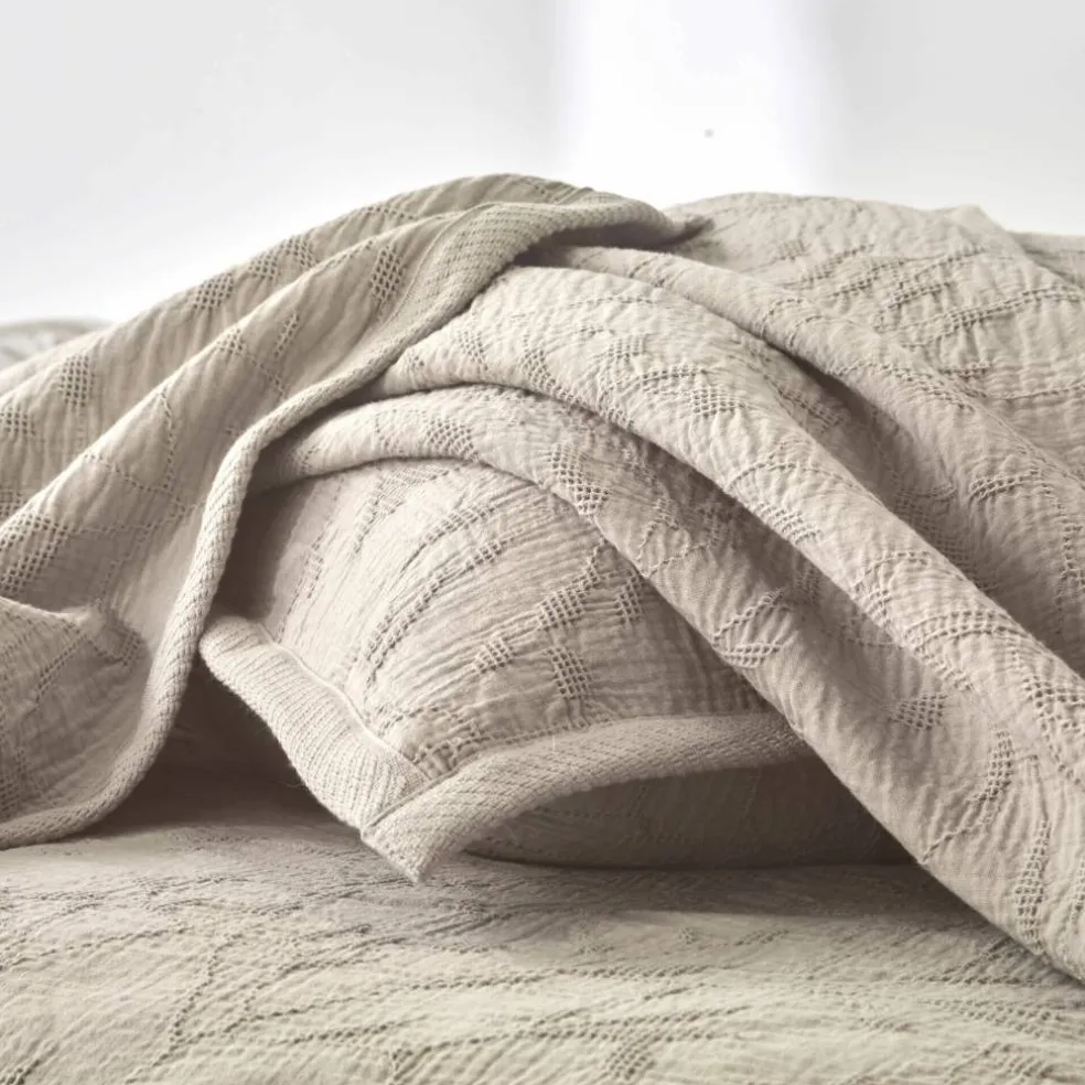 Jeté de lit jacquard gaufré "feuillage"