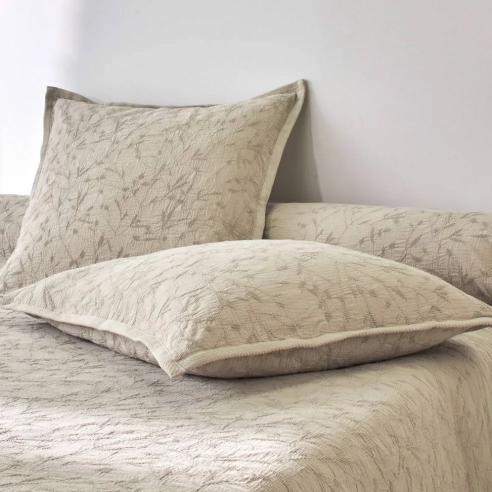 Jeté de lit jacquard gaufré "feuillage"