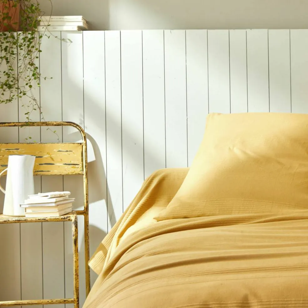 Jeté de lit uni tissé coton