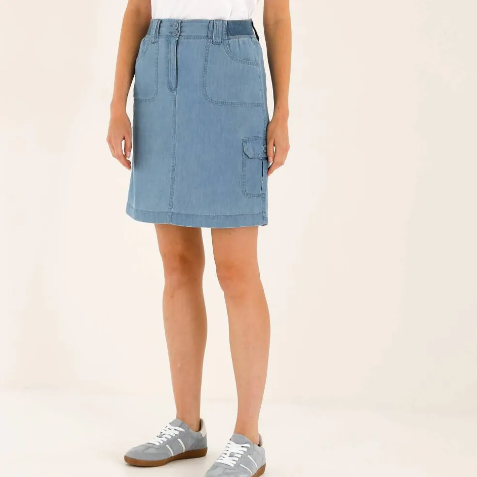 Jupe battle multi-poches, denim léger